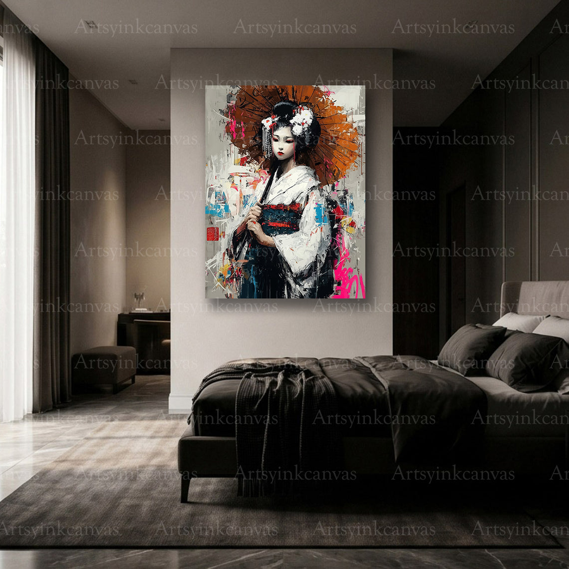 Premium Geisha graffiti wall art