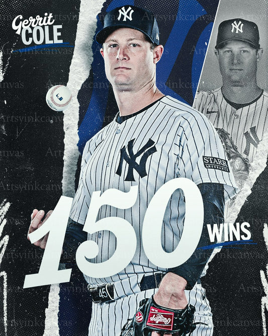 Gerrit Cole 150 Career Wins New York Yankees canvas wall art