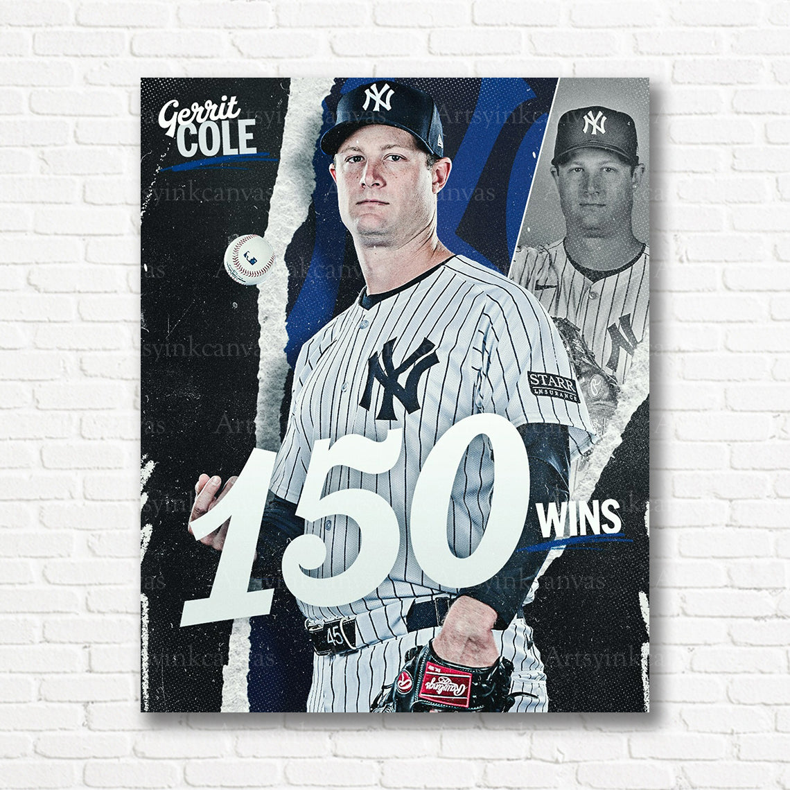 Gerrit Cole 150 wins Yankees canvas print