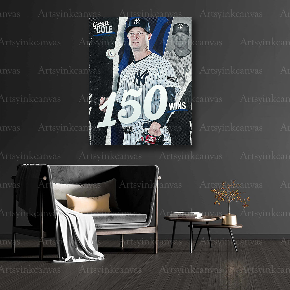 Gerrit Cole collector baseball canvas