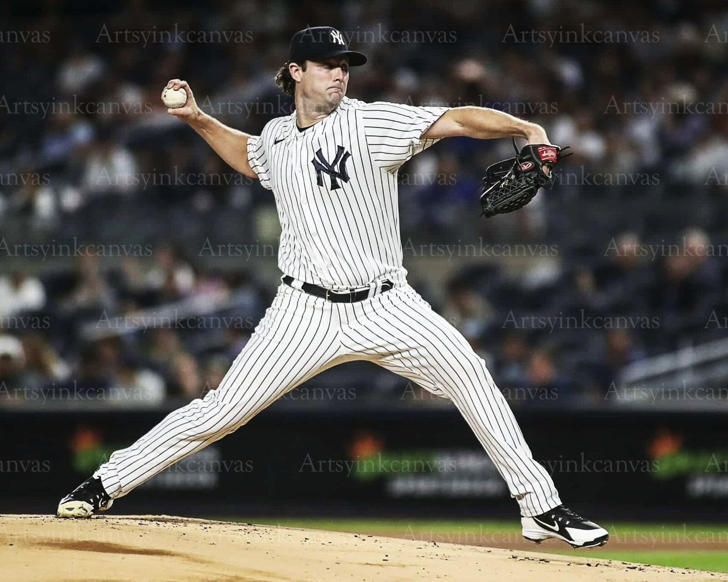 Gerrit Cole pitching action New York Yankees canvas wall art