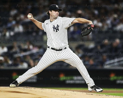 Gerrit Cole pitching action New York Yankees canvas wall art