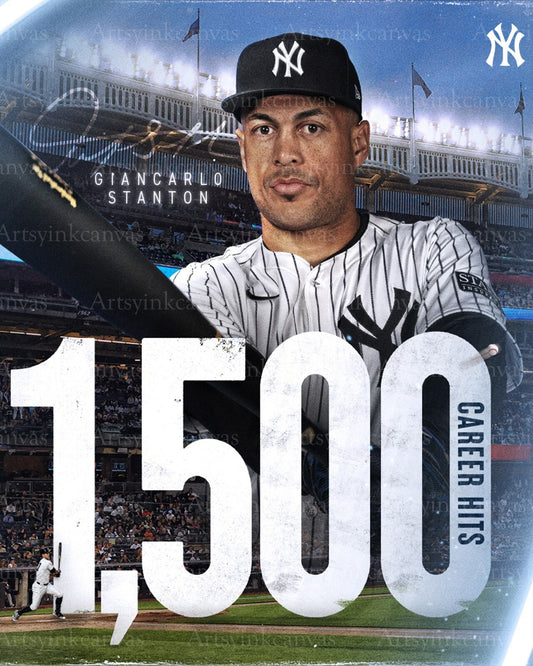 Giancarlo Stanton 1,500 Career Hits New York Yankees canvas wall art