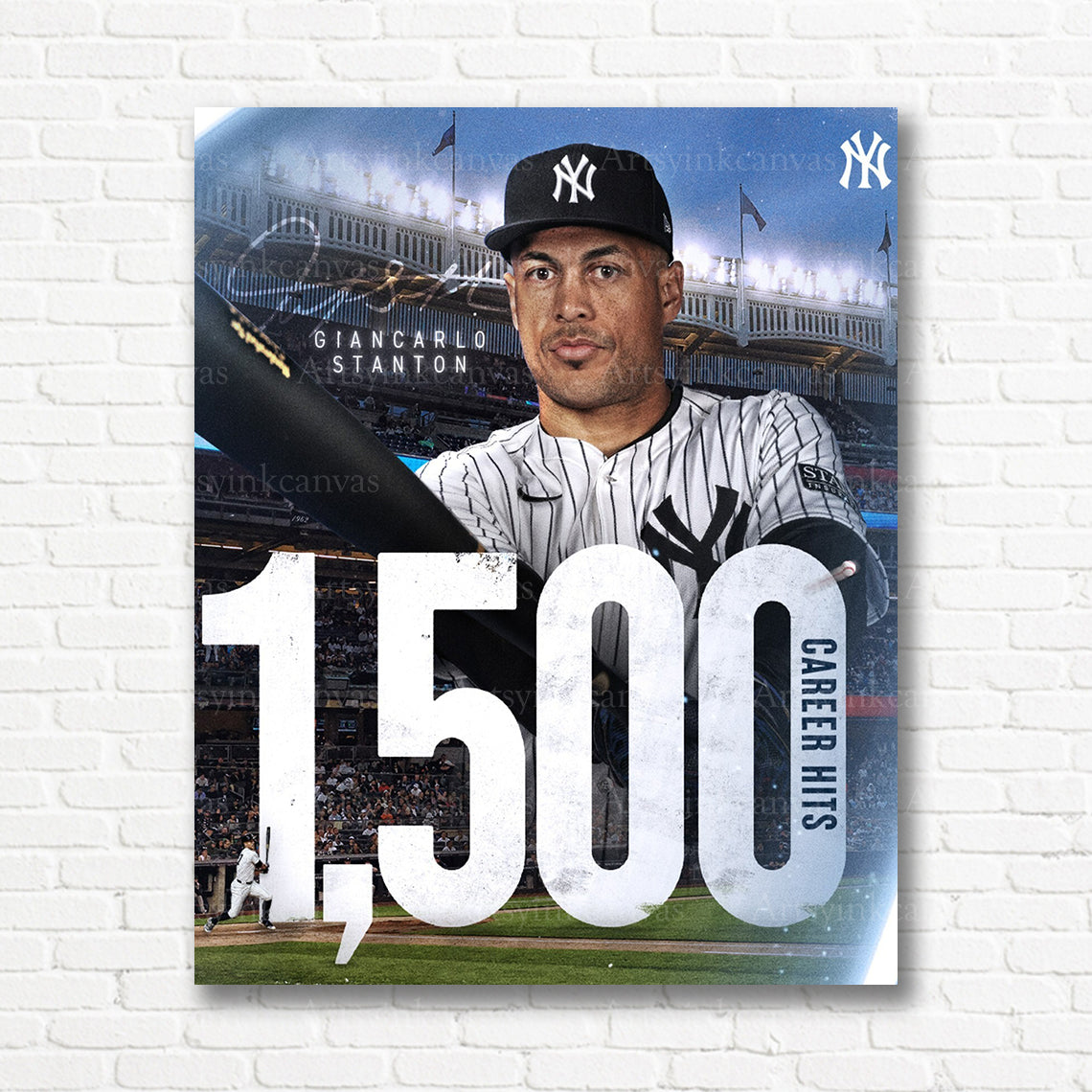 Giancarlo Stanton 1500 hits Yankees canvas print