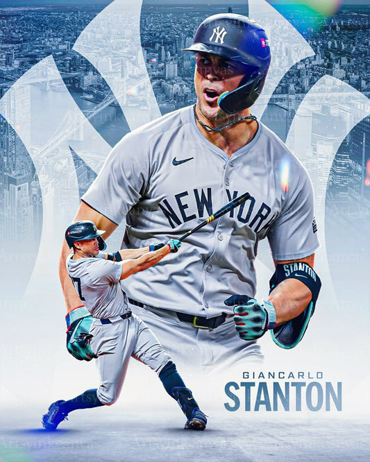 Giancarlo Stanton player collage New York Yankees canvas wall art