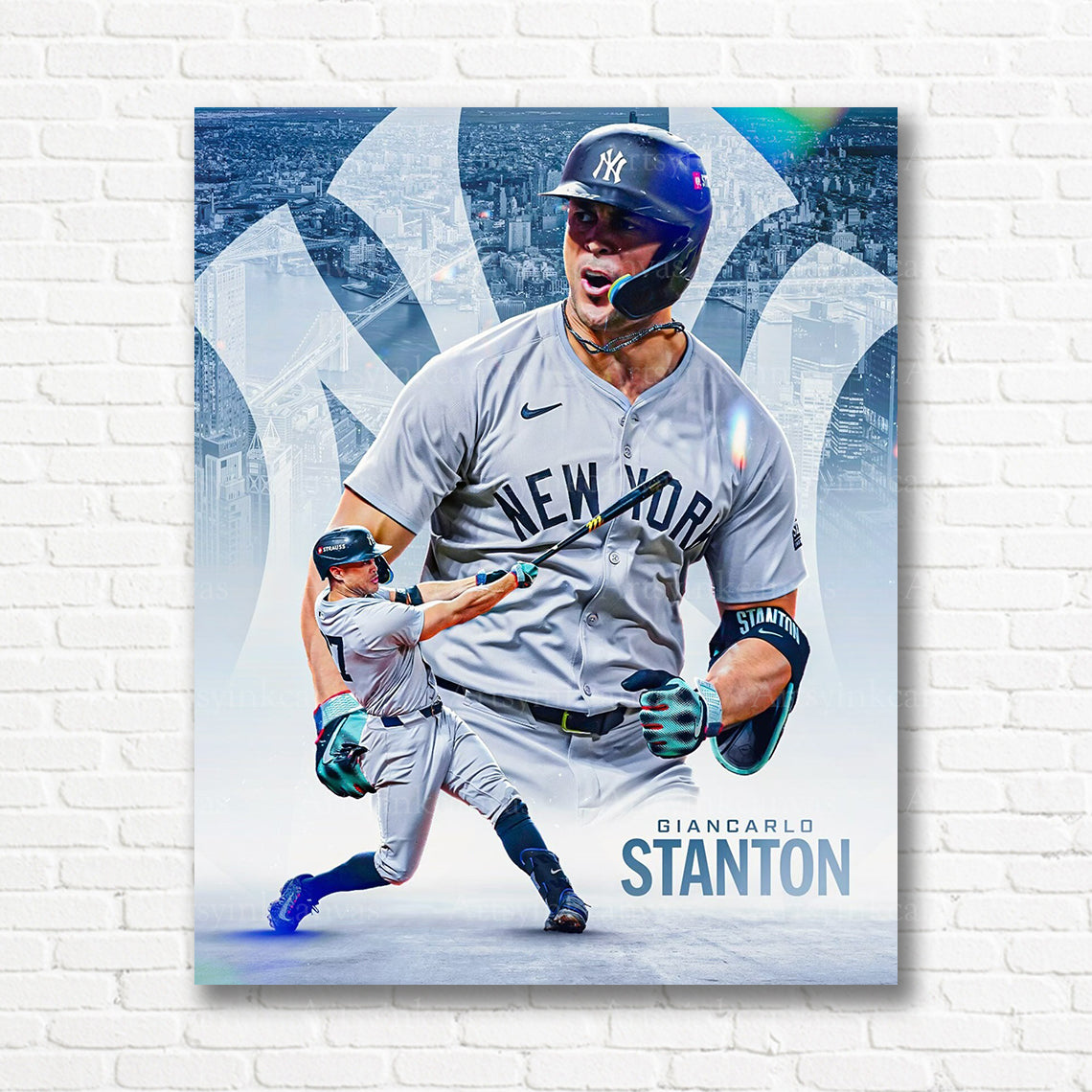 Giancarlo Stanton Yankees collage canvas print
