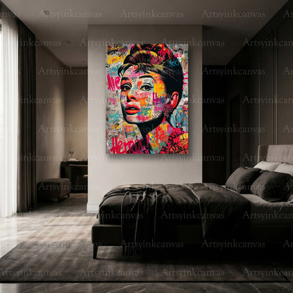 Premium Audrey Hepburn graffiti wall art