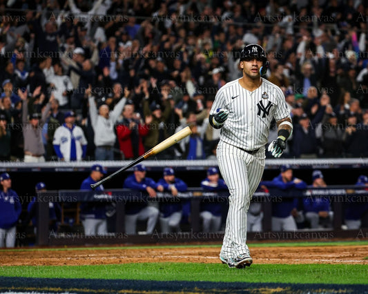 Gleyber Torres 2024 World Series hit New York Yankees canvas wall art