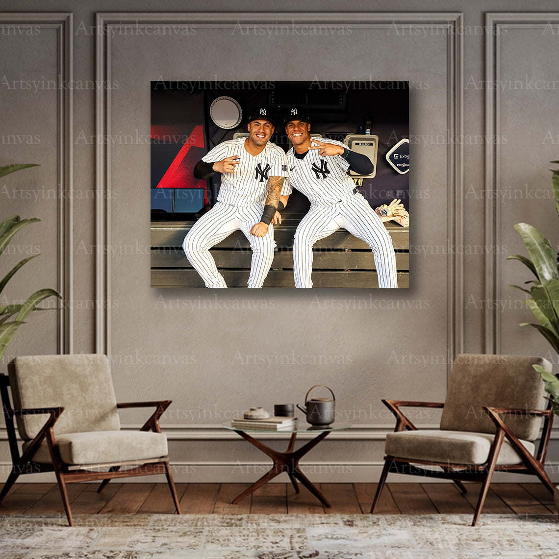 Yankees dugout collector baseball canvas