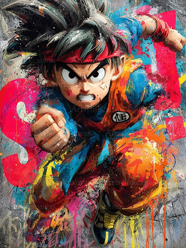 Goku manga graffiti canvas wall art