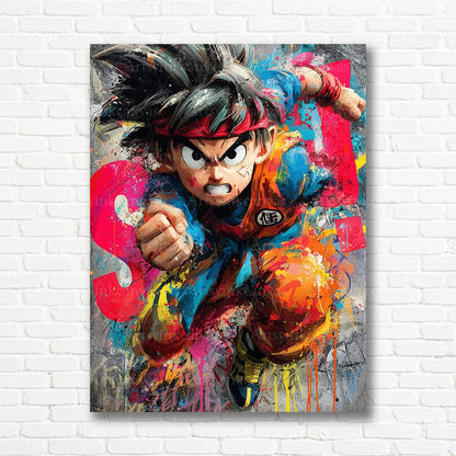 Goku manga graffiti canvas print
