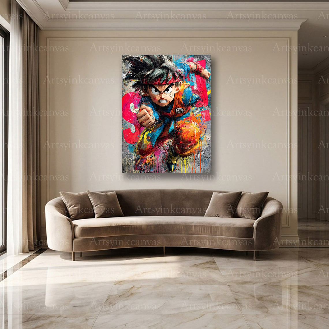 Goku Dragon Ball manga street art wall decor