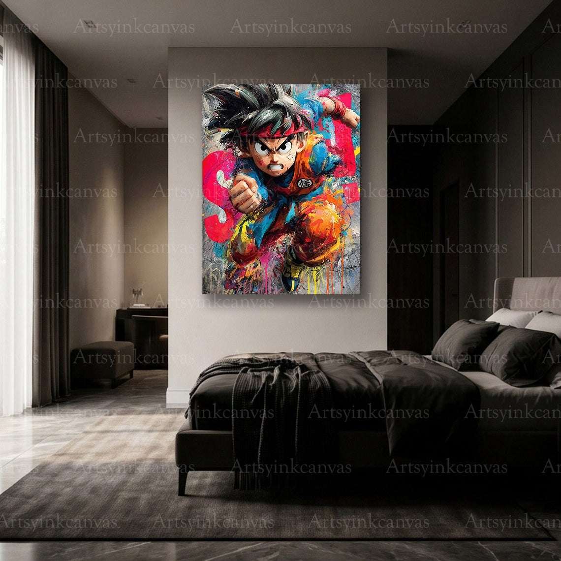 Premium Goku manga graffiti wall art