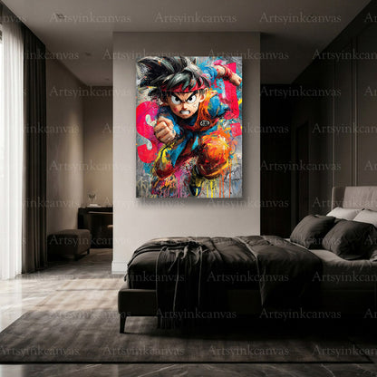 Premium Goku manga graffiti wall art