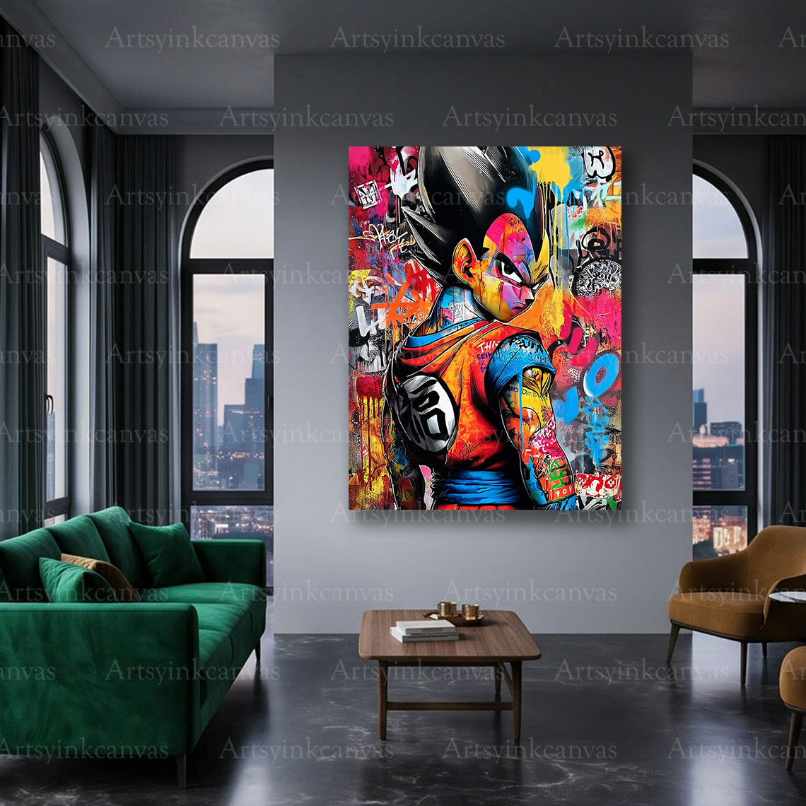 Goku anime street art canvas wall decoration