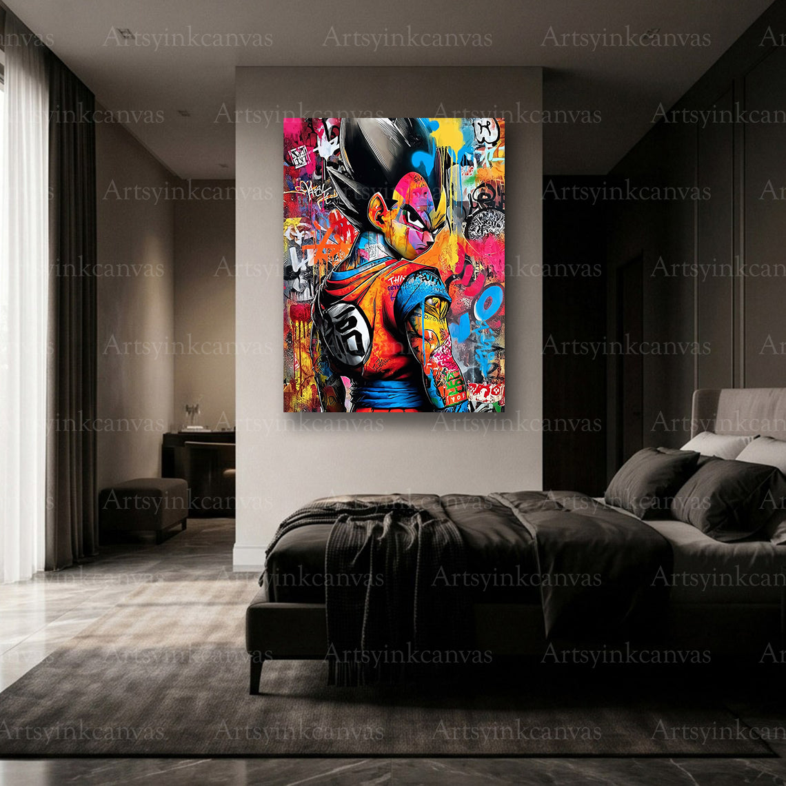 Premium Goku warrior graffiti wall art