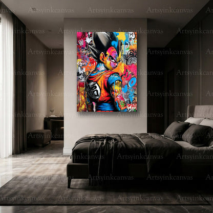 Premium Goku warrior graffiti wall art