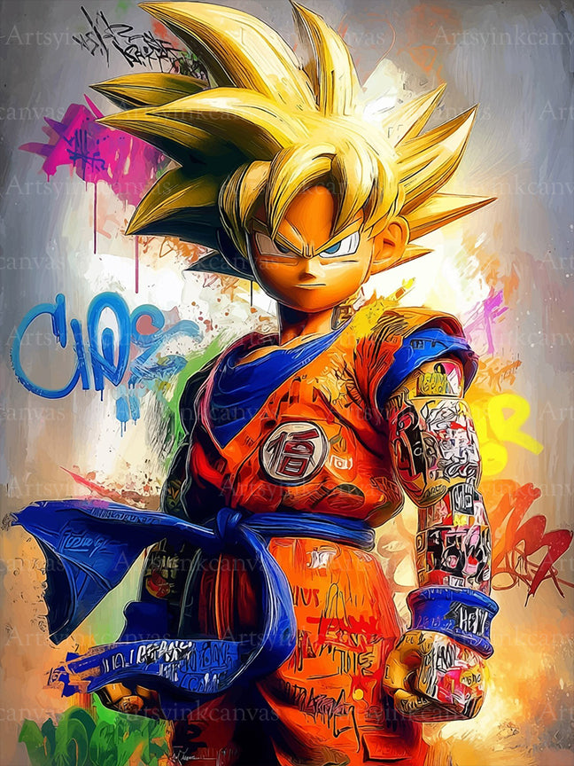 Goku The Warrior graffiti canvas wall art