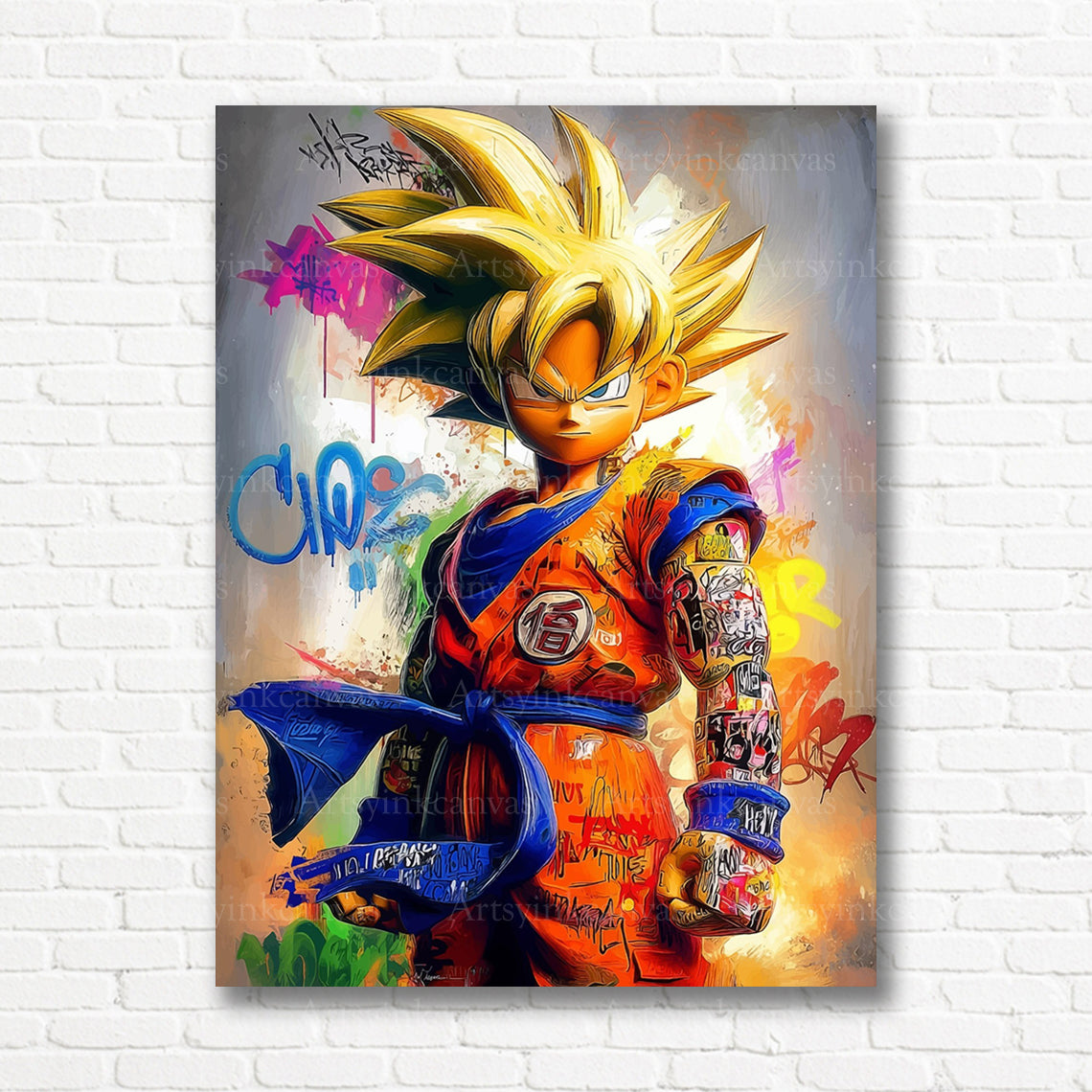 Goku warrior anime graffiti canvas print