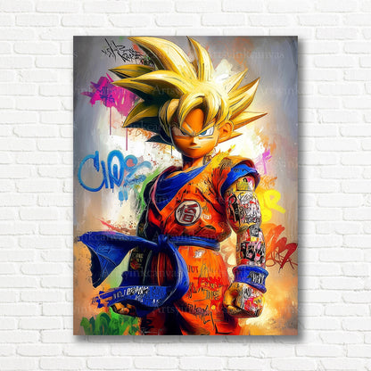 Goku warrior anime graffiti canvas print