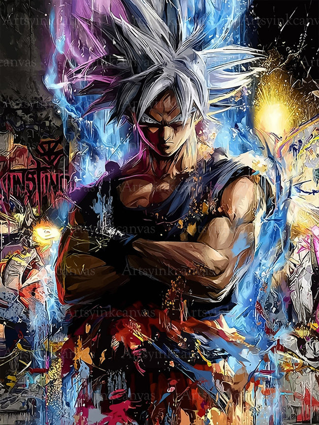 Goku Ultra Instinto graffiti canvas wall art