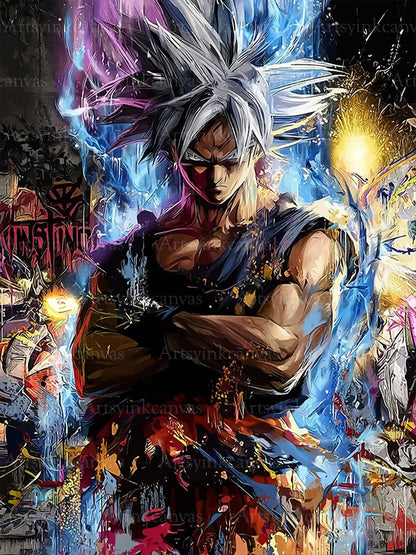 Goku Ultra Instinto graffiti canvas wall art