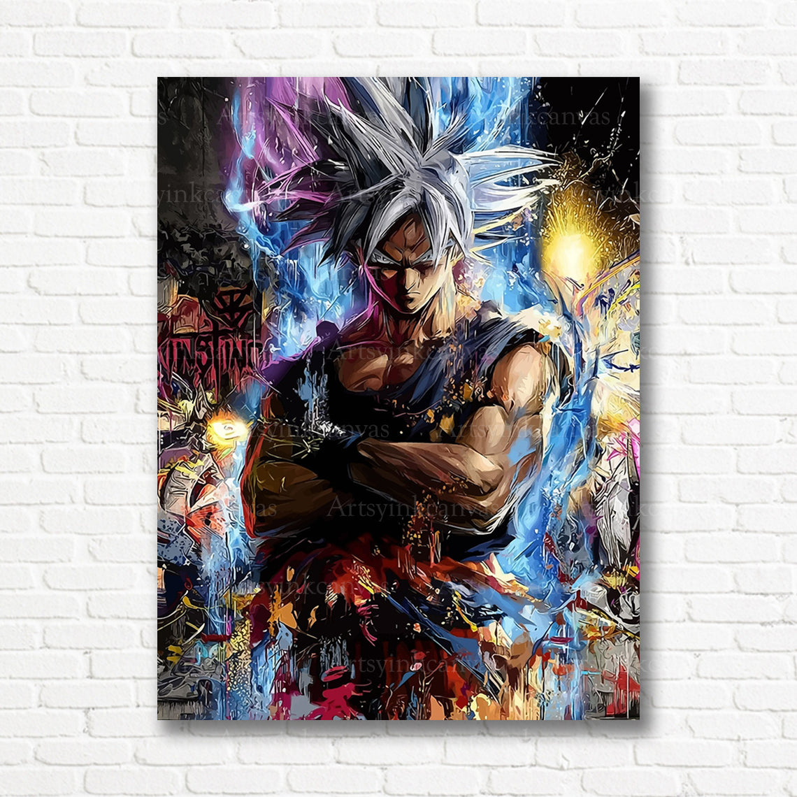 Goku Ultra Instinct graffiti canvas print