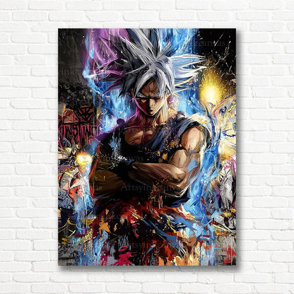 Goku Ultra Instinct graffiti canvas print
