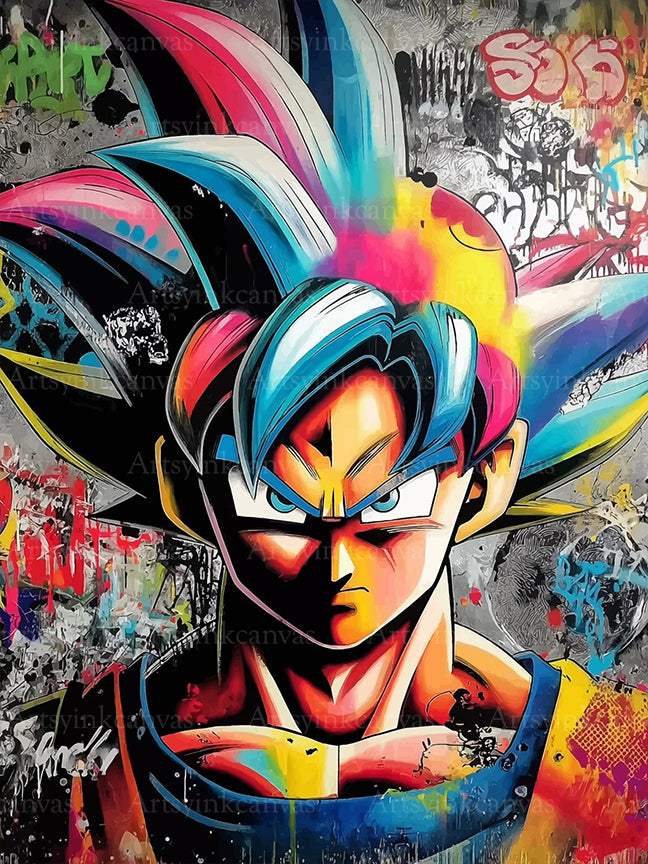 Goku anime graffiti canvas wall art