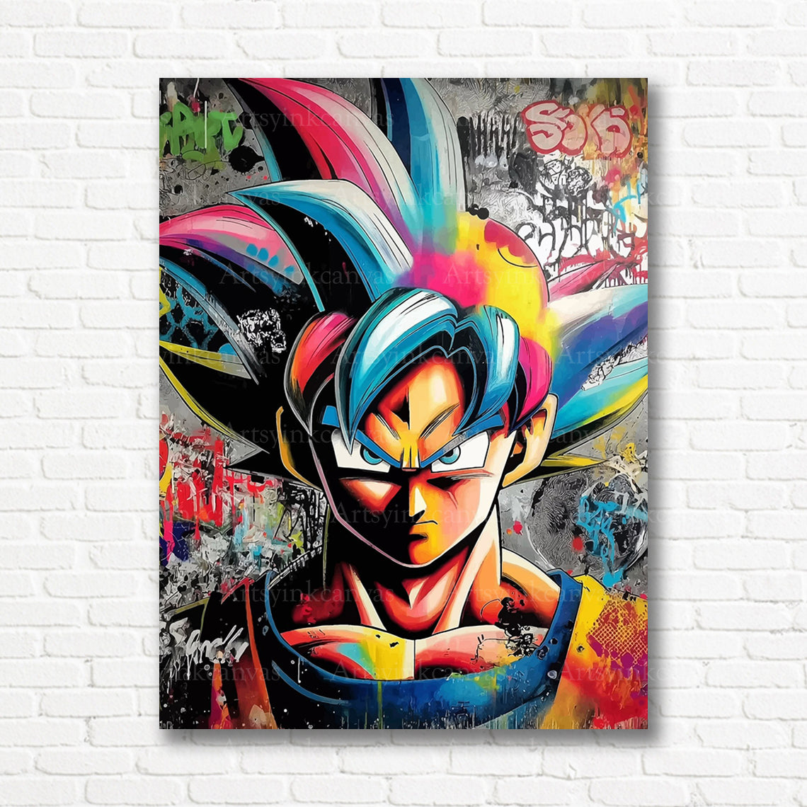Goku anime graffiti canvas print