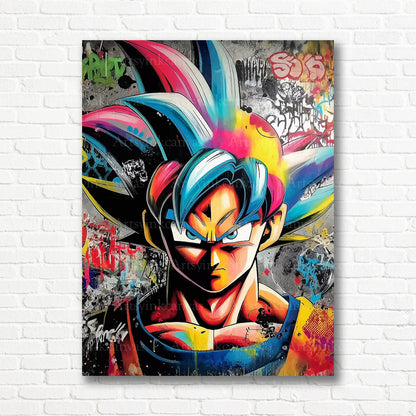 Goku anime graffiti canvas print