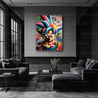 Goku Japanese anime graffiti artwork