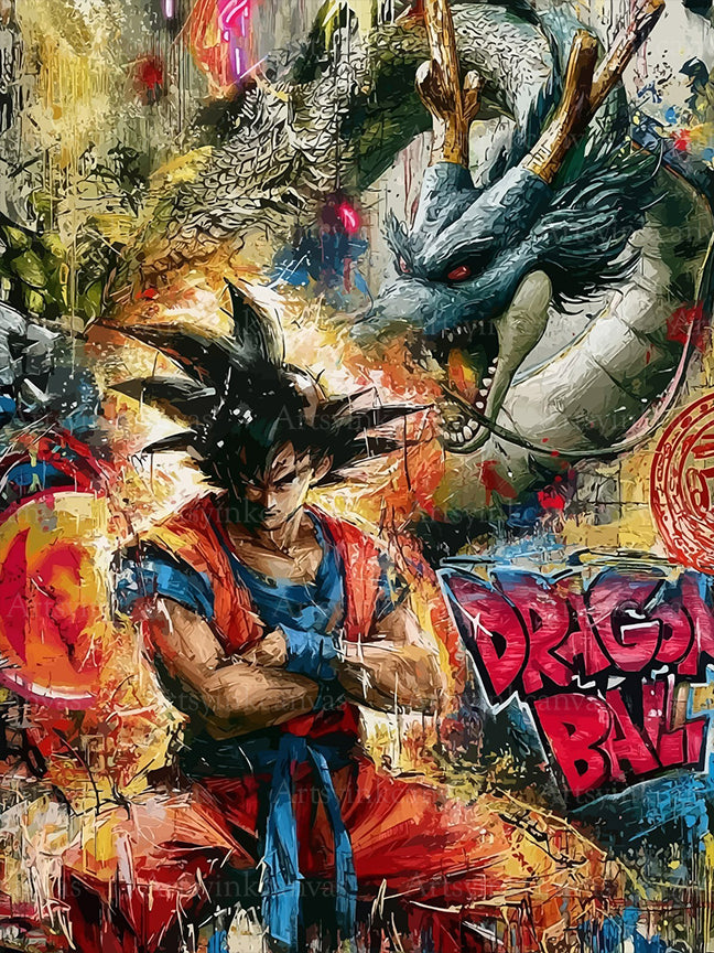 Goku y el Dragón estilo graffiti canvas wall art