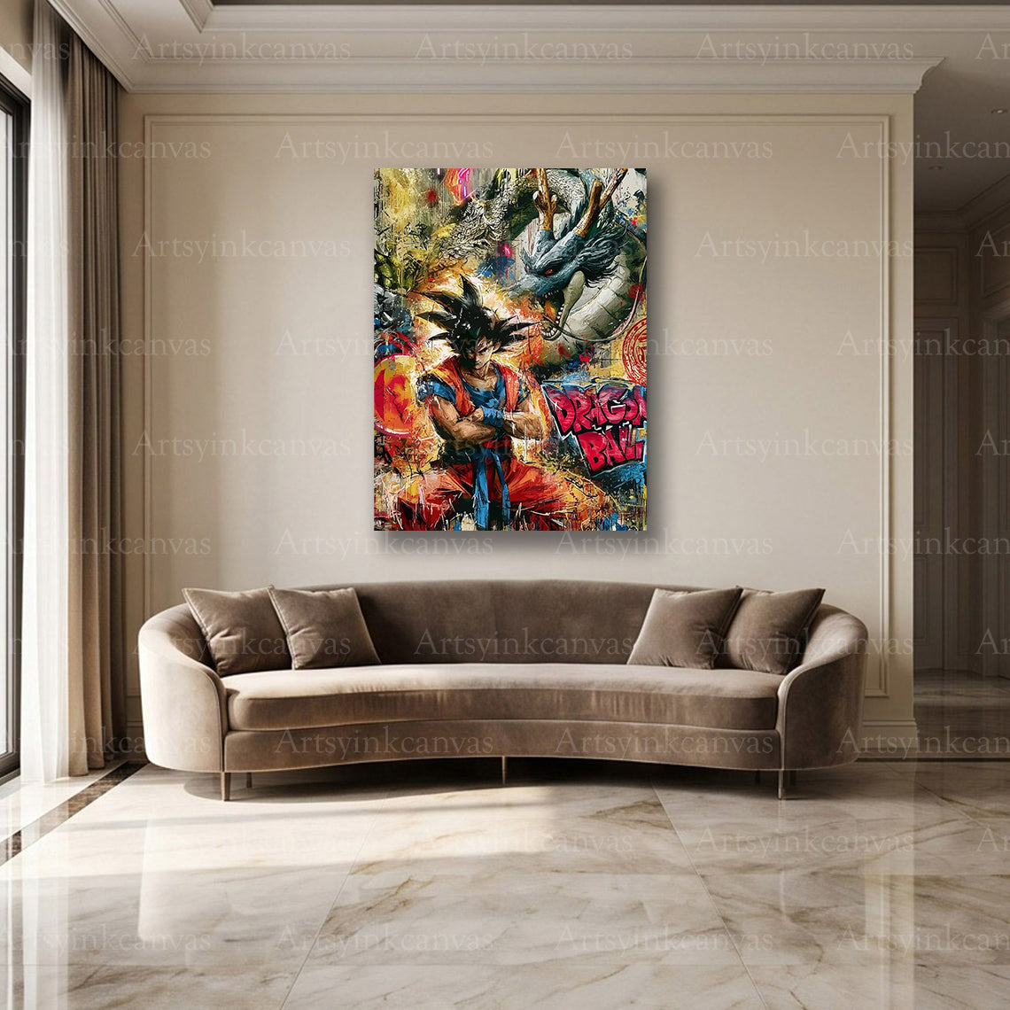 Goku anime street art wall decor