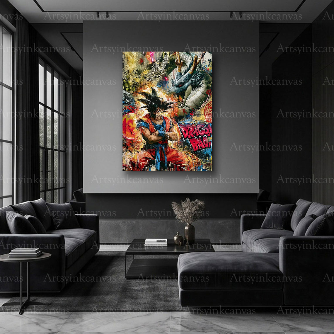 Goku and dragon graffiti artwork