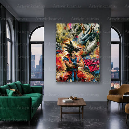 Dragon Ball Goku colorful canvas art