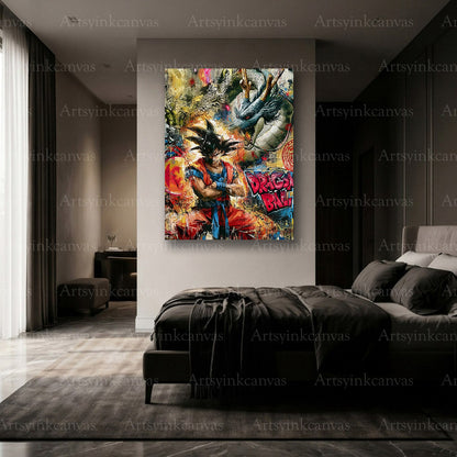 Premium Goku graffiti canvas wall art