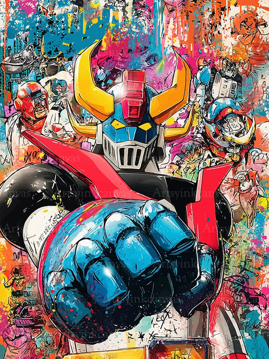 Goldorak graffiti canvas wall art