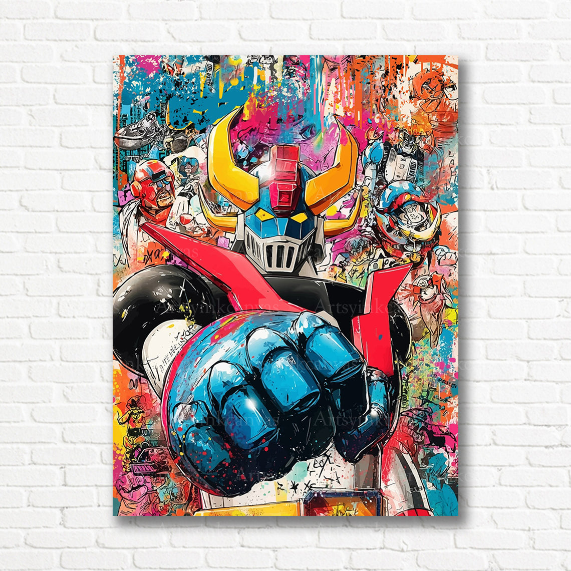 Goldorak anime graffiti canvas print