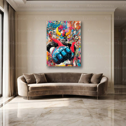 Goldorak retro mecha wall decor