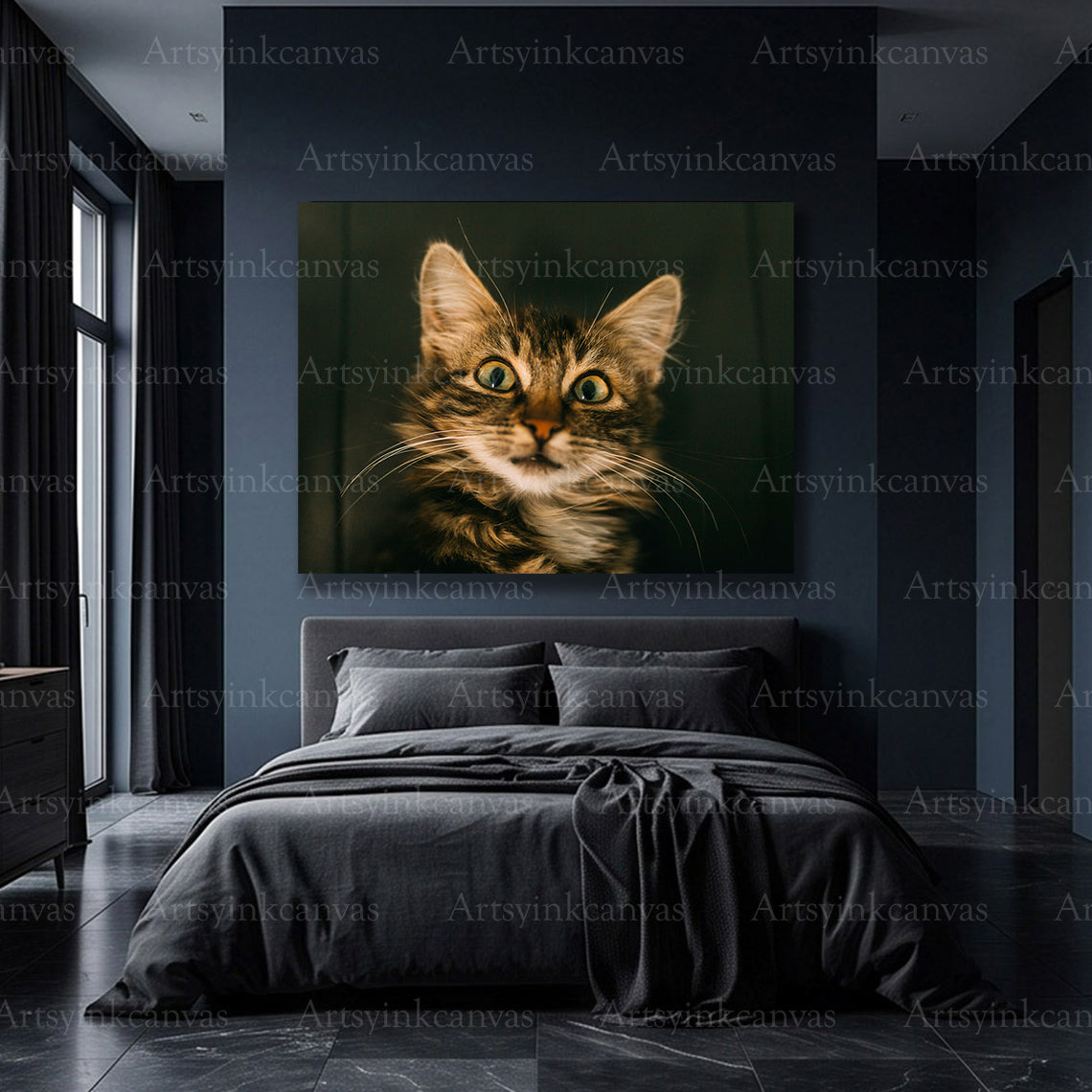 Premium gray cat wall art for animal lovers