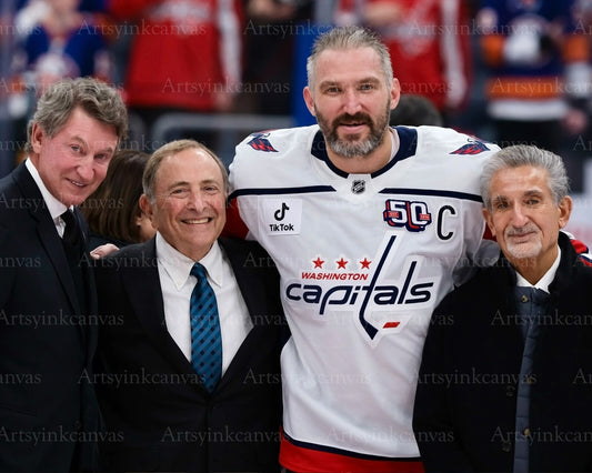 Gretzky Bettman Ovechkin Leonsis 895 Goals canvas wall art