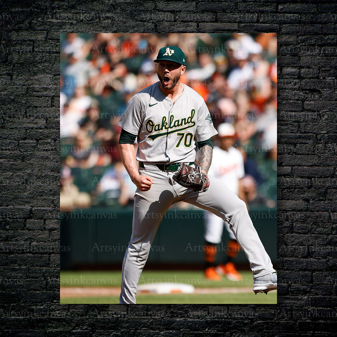 Lucas Erceg Celebration Oakland Athletics Canvas Wall Art