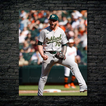 Lucas Erceg Celebration Oakland Athletics Canvas Wall Art