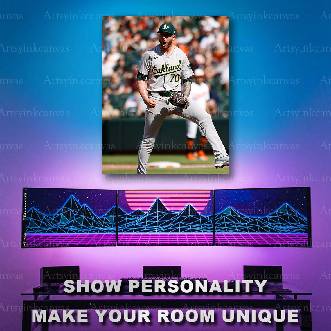 Lucas Erceg Celebration Oakland Athletics Canvas Wall Art