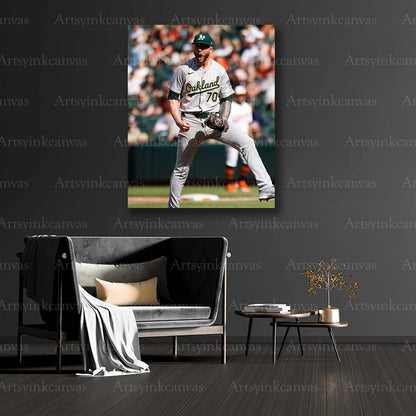 Lucas Erceg Celebration Oakland Athletics Canvas Wall Art