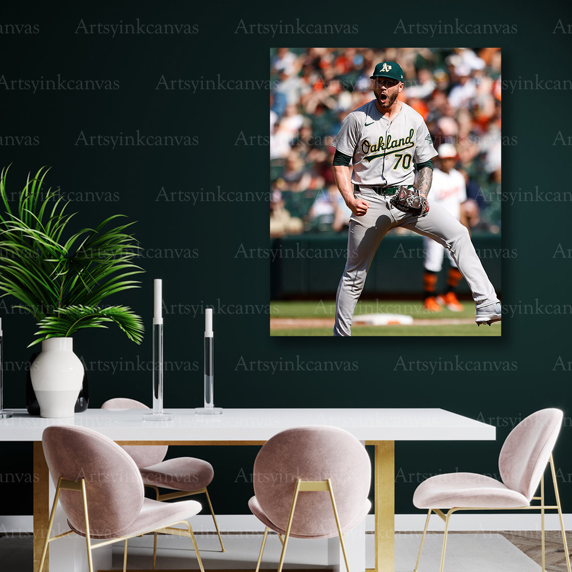 Lucas Erceg Celebration Oakland Athletics Canvas Wall Art
