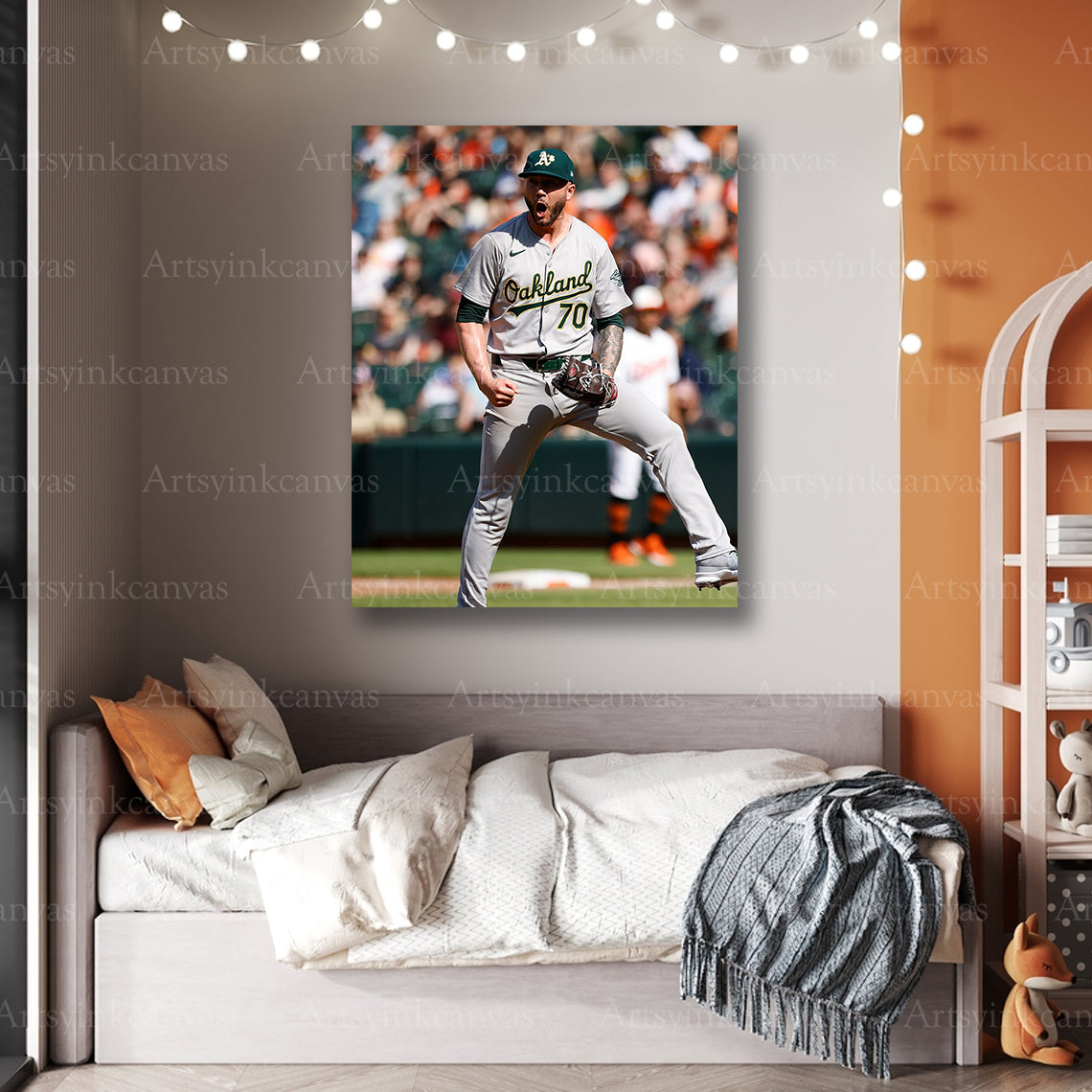 Lucas Erceg Celebration Oakland Athletics Canvas Wall Art