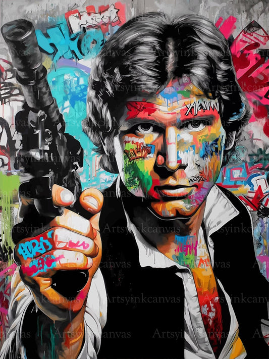 Han Solo Galactic Rebel graffiti canvas wall art