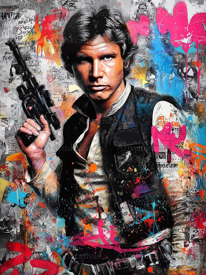 Han Solo graffiti canvas wall art